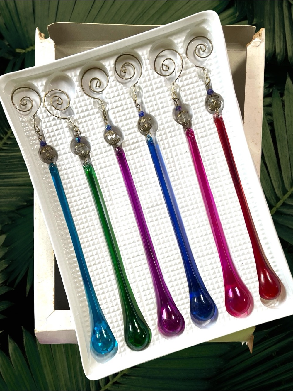 Rare Full Boxed Set Vintage Abbott Collection Extra Long 11” Teardrop Ornaments